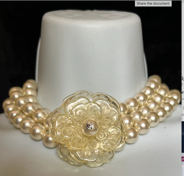 Collar Gargantilla CHANEL Perla con Camelia Clásica