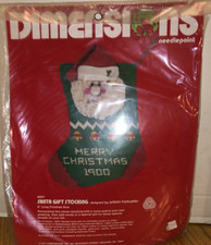 NIP Vintage DIMENSIONS Santa Gift Stocking Needlepoint 8" Long 9007 Cross Stitch