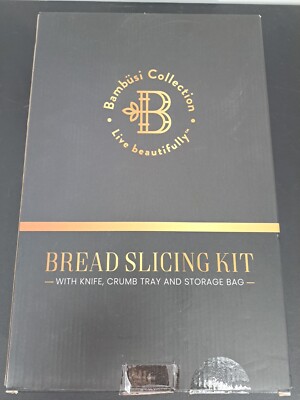 Bambusi Bread Slicing Kit Collection Bamboo Foldable Crumb Catcher Tray & Knife