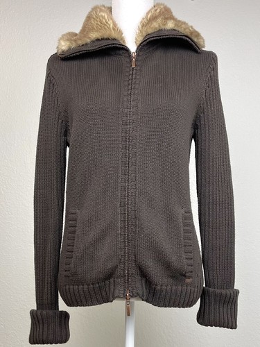 VTG ESPRIT womens MEDIUM brown full-zip 