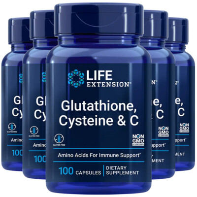 L-Glutathione, Cysteine and Vitamin C 5X100Caps Amino Acid Immune Life  Extension | eBay