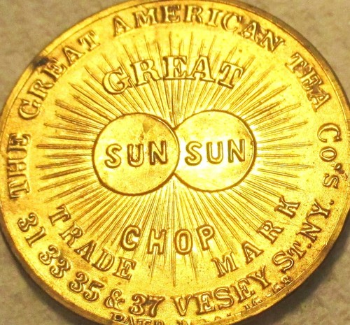 1868 N.Y. Great American Tea Sun Sun Chop Advertising Mirror Shell Card ...