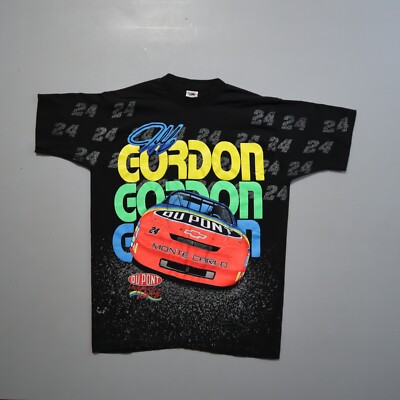 Vintage 1995 AOP NASCAR 24 Jeff Gordon Black T-shirt Going Gone Medium M
