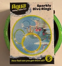 Aqua Sparkly Dive Rings 6 pcs Set Pool Toy for swimming pool toss scoop ages 5+