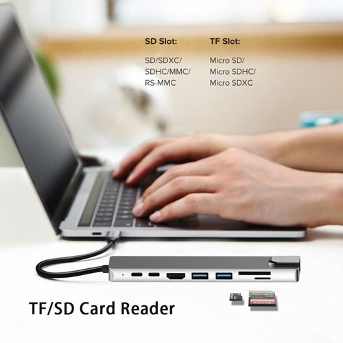8 in 1 hub USB-C tipo da C a USB 3.0 4K HDMI PD adattatore per iPhone Macbook Pro/Air - Foto 3 di 11