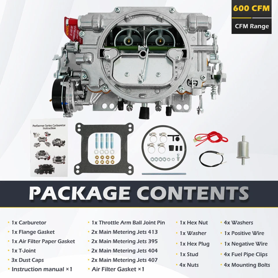 FOR Edelbrock 1406 Performer 600 CFM 4 BBL Barrel Carburetor with Electric Choke Foto 3 de 4