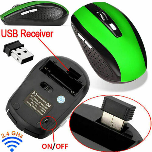 2.4GHz Wireless Optical Mouse Mice & USB Receiver 1600DPI For  Laptop Compute - Afbeelding 1 van 16