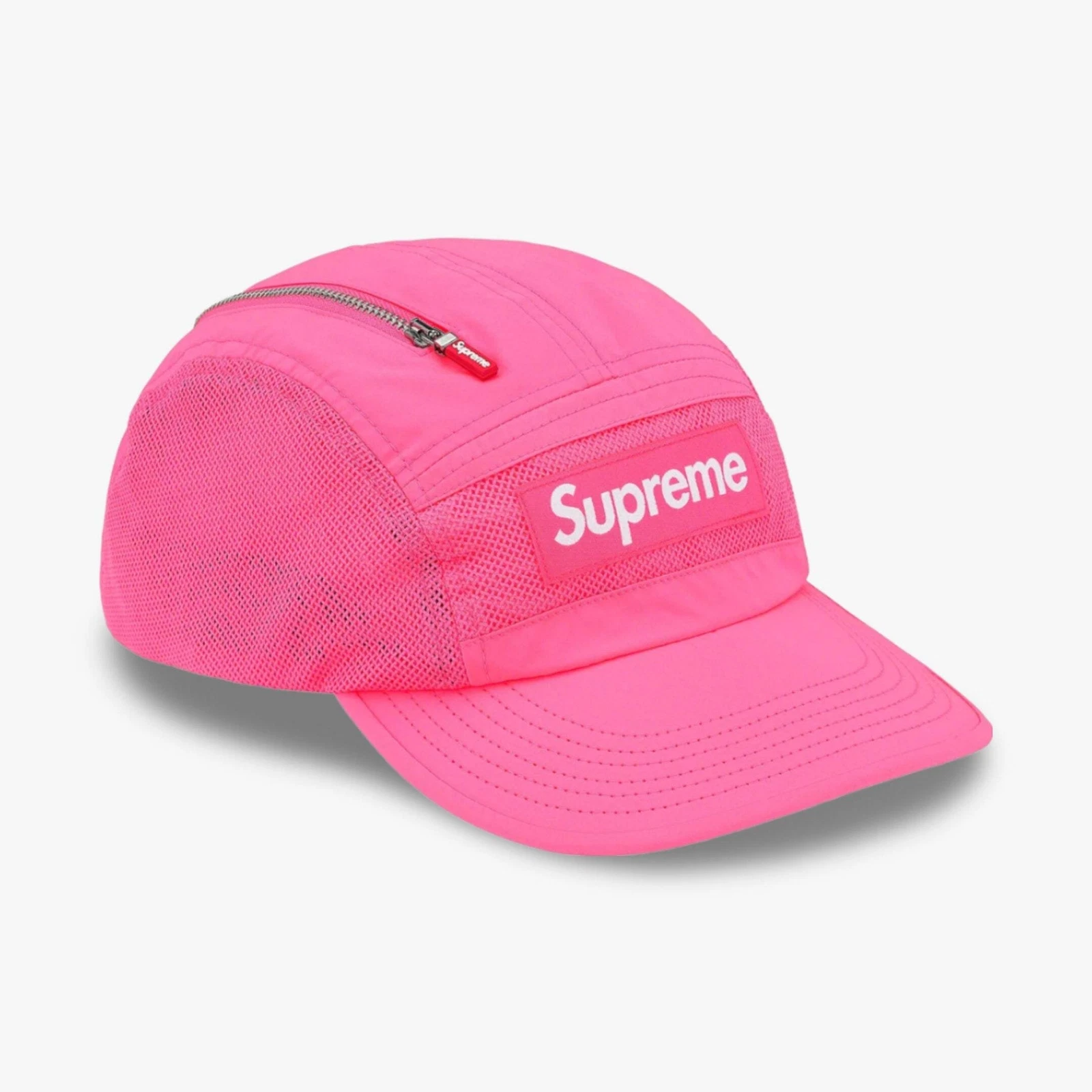 Casquette de camp en maille zippée Supreme « Box Logo » rose vif (FW20)