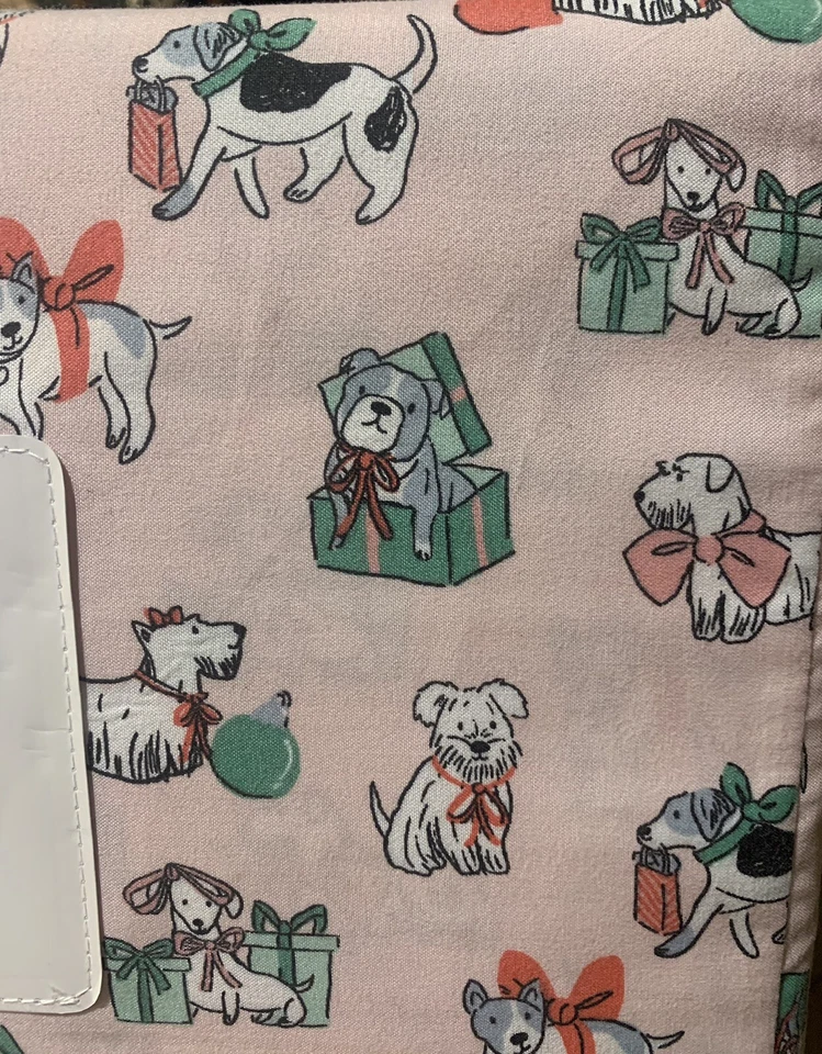 Cynthia Rowley Christmas Dogs Queen Sheet Set Holiday Bows Presents Pets New - Image 2 of 3