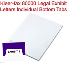 Legal Exhibit Index Dividers Tab 1/10 Cut 11" x 8 Letters Individual Bottom Tab