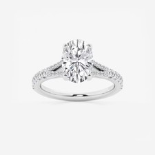 Solid 950 Platinum With Oval And Round Cut Moissanite Split Shank Women's Ring