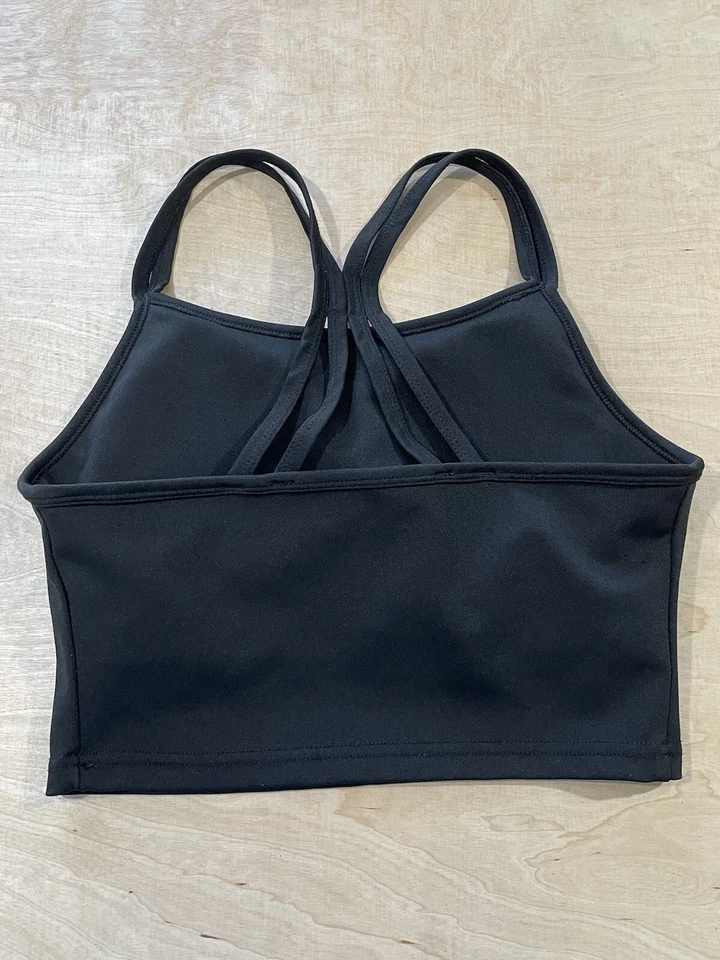 Adrienne Vittadini cropped tank top activewear with built-in bra Sz S Black - Image 4 of 4