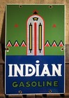 VINTAGE 1990 DATED INDIAN GASOLINE 18” PORCELAIN GAS OIL SERVICE SIGN — photo 1
