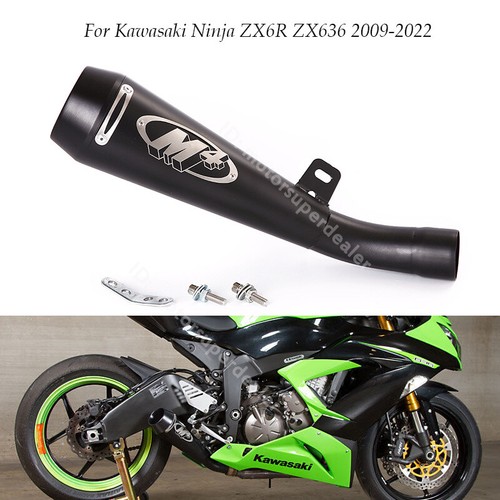For Kawasaki Ninja ZX6R ZX636 2009-2022 Modified Exhaust Tips Black Muffler 55mm