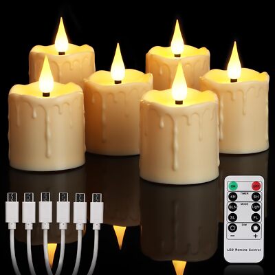 Rechargeable Flameless Votive Candles With Remote Timer D2 X H3 Inches In/outdoo
