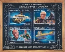 Maldives 7073-7076 Sheetlet (complete. issue.) MNH 2017 Jacques-Yves Cousteau
