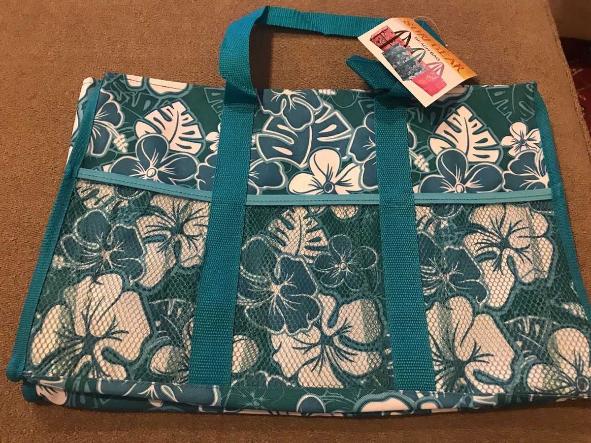 Surf Gear SurfGear Beach Bag Tote 100 Polyester Blue Floral