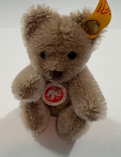 VINTAGE MINIATURE STEIFF JOINTED POSE-ABLE MILK COFFEE TEDDY BEAR 3.25   039256