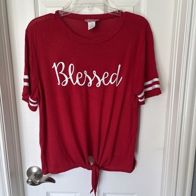Blessed Casual Red Top Size Juniors Large