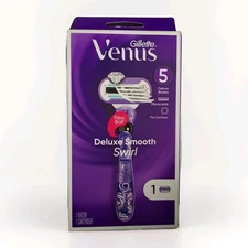 Gillette Venus Deluxe Smooth Swirl 5 Blades 1 Razor Handle + 1 Cartridge Shaving