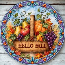 Happy Fall Harvest Door Sign, Turkey, Thanksgiving, Autumn Pumpkin, Scarecrow