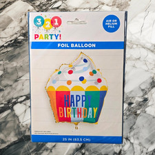 321 Party Cupcake Foil Balloon Happy Birthday 25 in Air/Helium Fill 18432