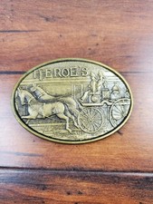 Vtg 70s Solid Brass Belt Buckle Heroes Firemen Fire Fighter Made By Oden