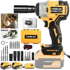 Cordless Electric Impact Wrench Gun 1/2'' High Power Driver with Li-ion Battery