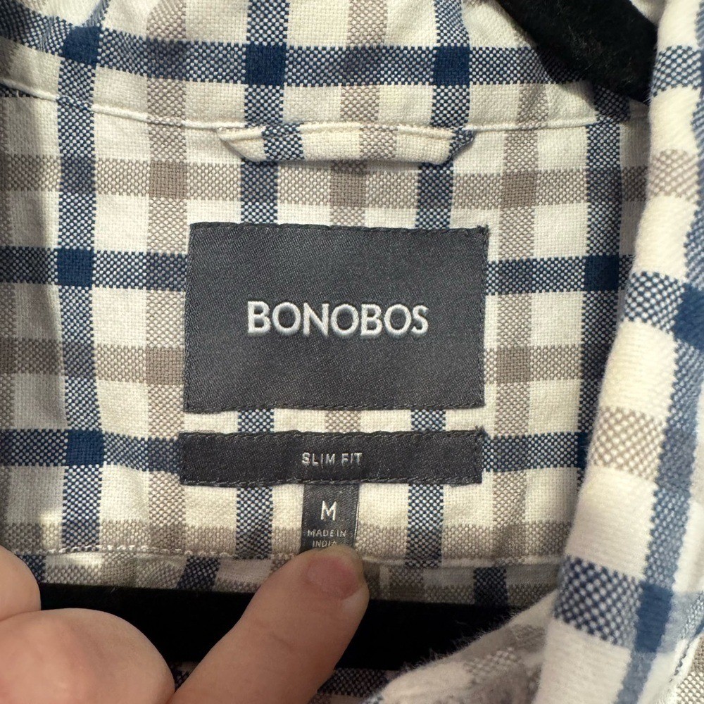 Bonobos blue and white patterned button down shir… - image 3