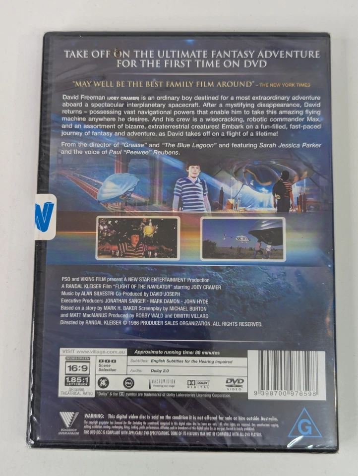 Flight Of The Navigator (DVD, 1986) Region 4. BRAND NEW & SEALED. Joey Cramer.  - Image 2 of 4