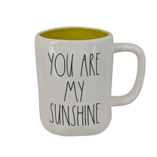 Rae Dunn Artisan Collection You Are My Sunshine Mug Yellow Interior 16 Oz