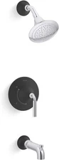 Kohler Tone Rite-Temp Tub & Shower Trim K-TS27421-4 Matte Black Polished Chrome