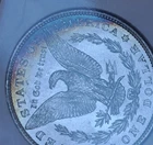 1879 Morgan Silver Dollar NGC Brilliant Uncirculated *Rainbow Crescent Toner*