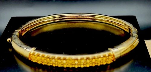 Bellezza Gold Tone Pave  Topaz Bangle Bracelet New In Pouch - product listing photo