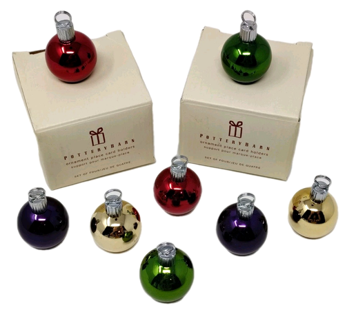 Pottery Barn Christmas Ornament Place Card Holder Photo Color Ball Set 8 Box - Picture 3 of 8