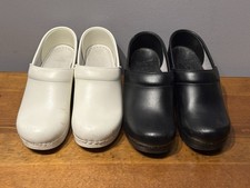 Dansko Womens Clogs Shoes Professional Black Patent Leather EU 36 And White
