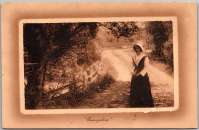 Antique Postcard Evangeline Longfellow Landscape Scene Nova Scotia, Canada 1910s
