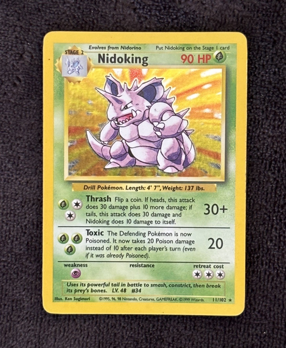 Nidoking Holo Pokémon Card 1999 Base Set Rare 11/102 Mint Condition