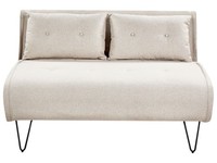 2-Sitzer Sofa Stoffbezug Hellbeige Mit Schlaffunktion Kissen MetallfüßE Vestfold