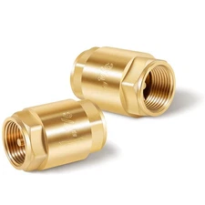2-Pack Brass In-Line Check Valve, 3/4-Inch IPS Threaded Connection, Stainless...
