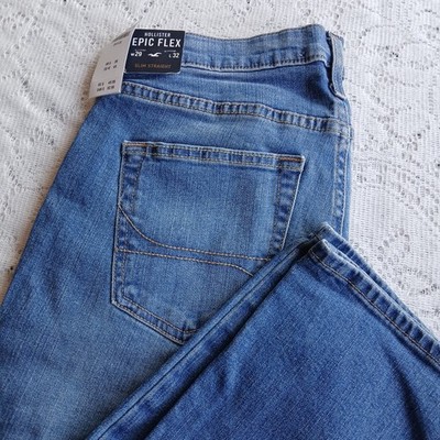NWT Hollister Epic Flex Slim Straight Jeans Mens 29x32 Blue Casual Denim