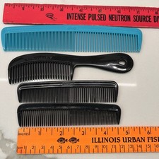 Lot of 4 Vintage Plastic Hair combs Goody, Unbreakable Pocket Comb Blue Black