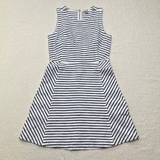 J. Crew Striped Sleeveless Navy and White Dress Size 4 - Fall 2013 - Small Stain