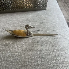 Vintage 1981 Rexel Bambi Gerty Lucky Duck Letter Opener Heavy Metal Gold Plated