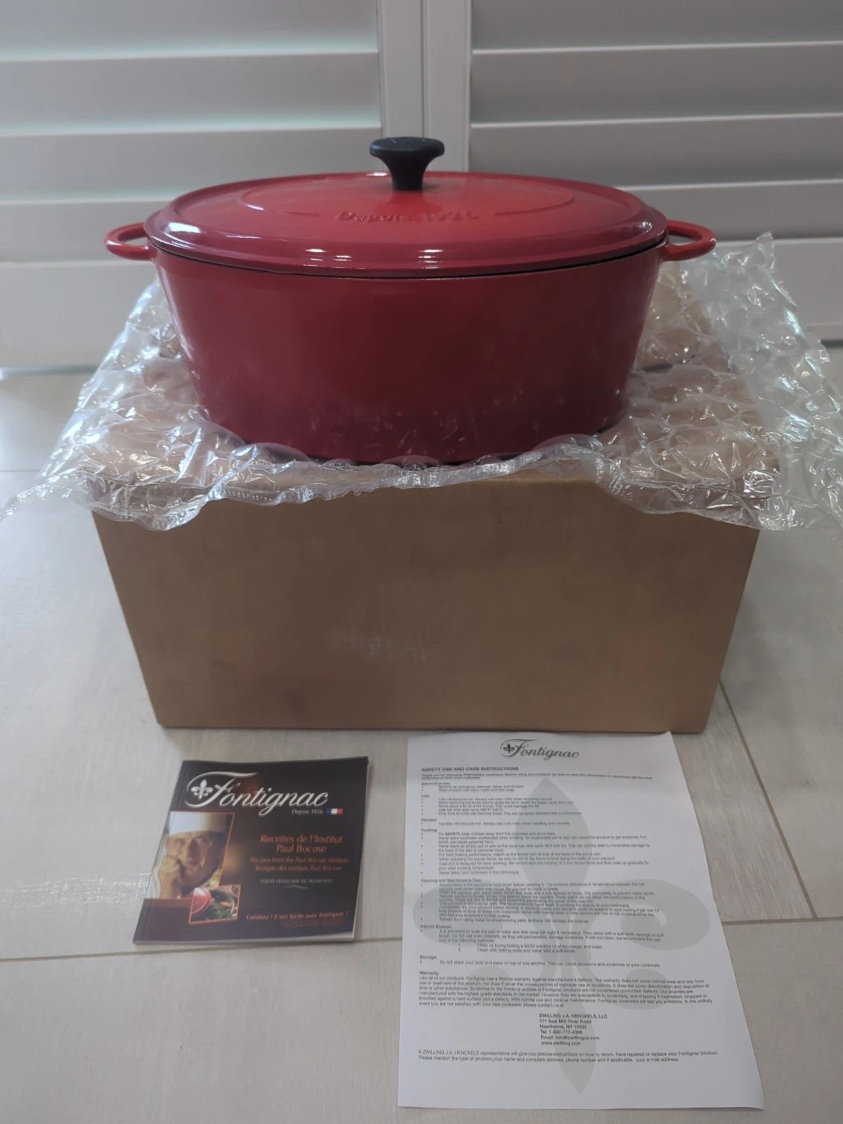 Fontignac Red Enamel Cast Iron Oval Roaster Dutch Oven 8 Quart #35 France MSS