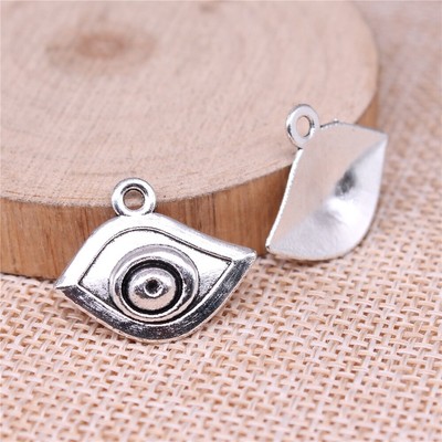 12/30PCS Antique Silver Tone EYE Charm Pendant, Evil Eye Charm XCS194