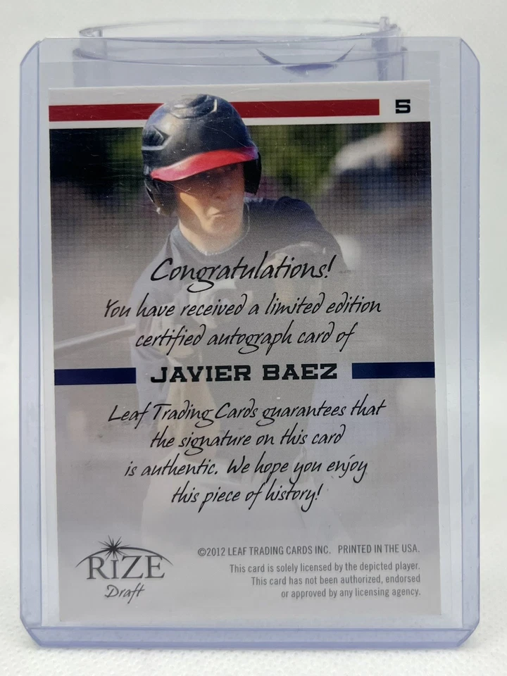 Leaf Rize Draft 13/25 2012 Javier Báez autógrafo de novato Foto 2 de 2