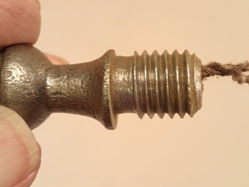 Early Unusual Ornate Iron & Brass Plumb Bob Sphere w/ Nicks & Corrosion, 5.5" L - Picture 7 of 9