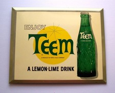 TEEM SODA BOTTLE VINTAGE ADVERTISING SIGN T-203 ORIGIONAL PEPSI COLA COMPANY