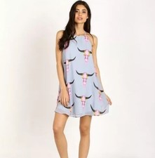 Show Me Your MuMu Gomez Western Print Halter Dress Lite Bright Bull Size Small